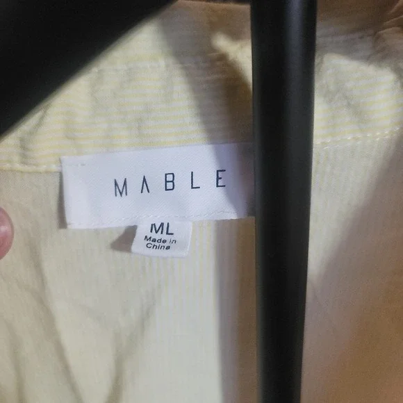 Mable Anthro Pastel Colorblock Striped Button Down Shirt Womens ML Boho chic - Picture 5 of 5